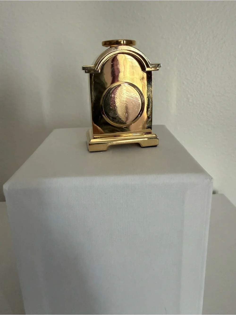 Vintage Elgin Mini Mantel Clock Gold Tone Tempus Fugit Quartz w/ Instructions